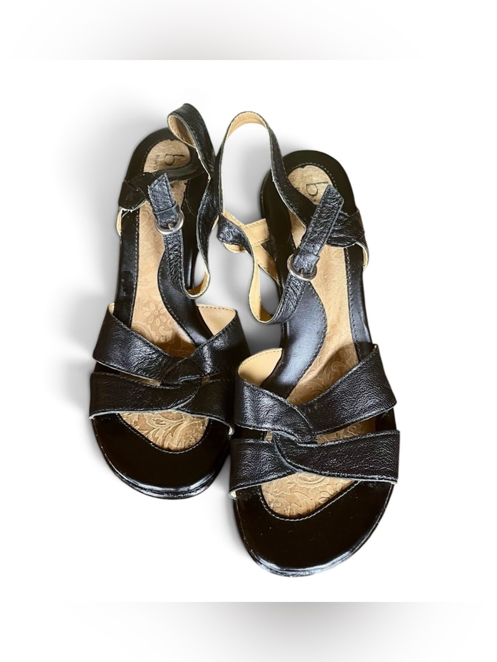 b.o.c. Black Leather Knotted Slingback Heels